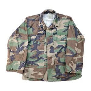 Vintage US ARMY Combat BDU Woodland Camo Field Jacket Shirt Coat XS Short Mens